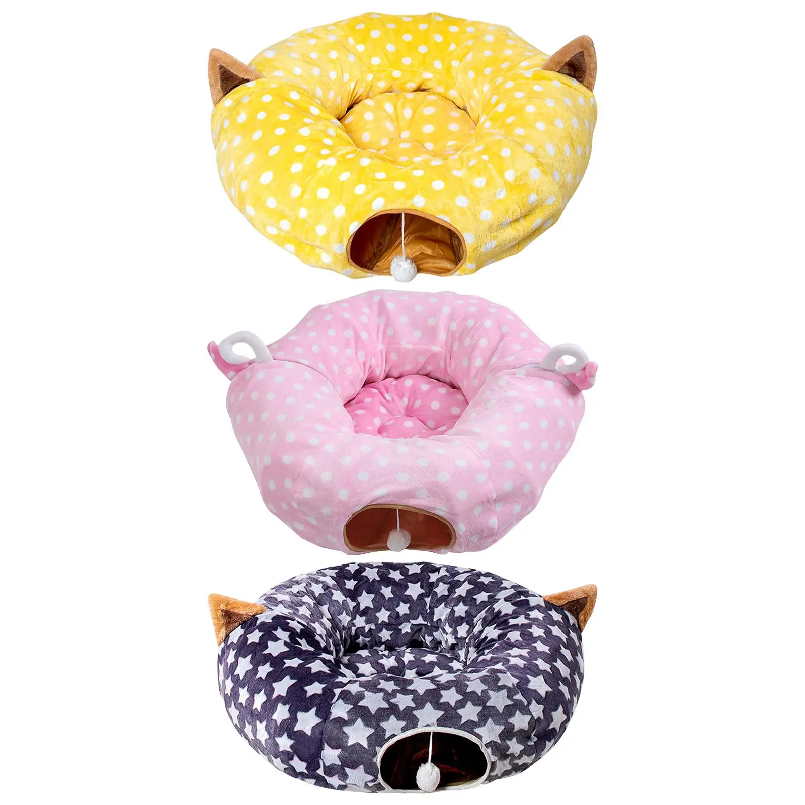

Cat Toy Foldable Crossing Tunnel long Nest Cat Bed Environmentally Exercise Pet Toy Round Plush Soft Cat Bed