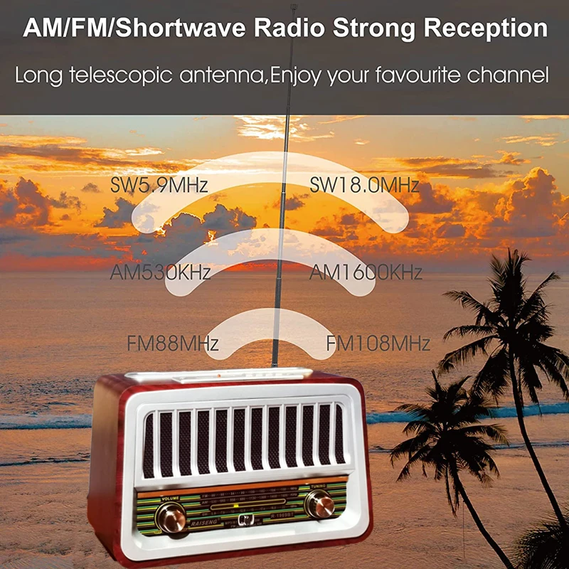 Ретро портативный полный диапазон радио FM/AM/SW приемник беспроводной Bluetooth