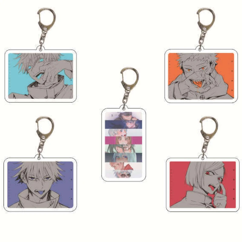 

Anime Jujutsu Kaisen Key Chain Acrylic Cartoon Figure Yuji Itadori Kugisaki Nobara Keychains Metal Holder Key Ring Jewelry