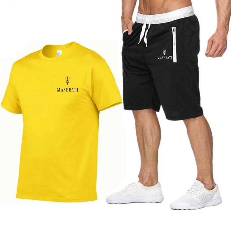 Men's summer sports suit short sleeved T-shirt shorts New men's casual suit shorts T-shirt 2 pieces
