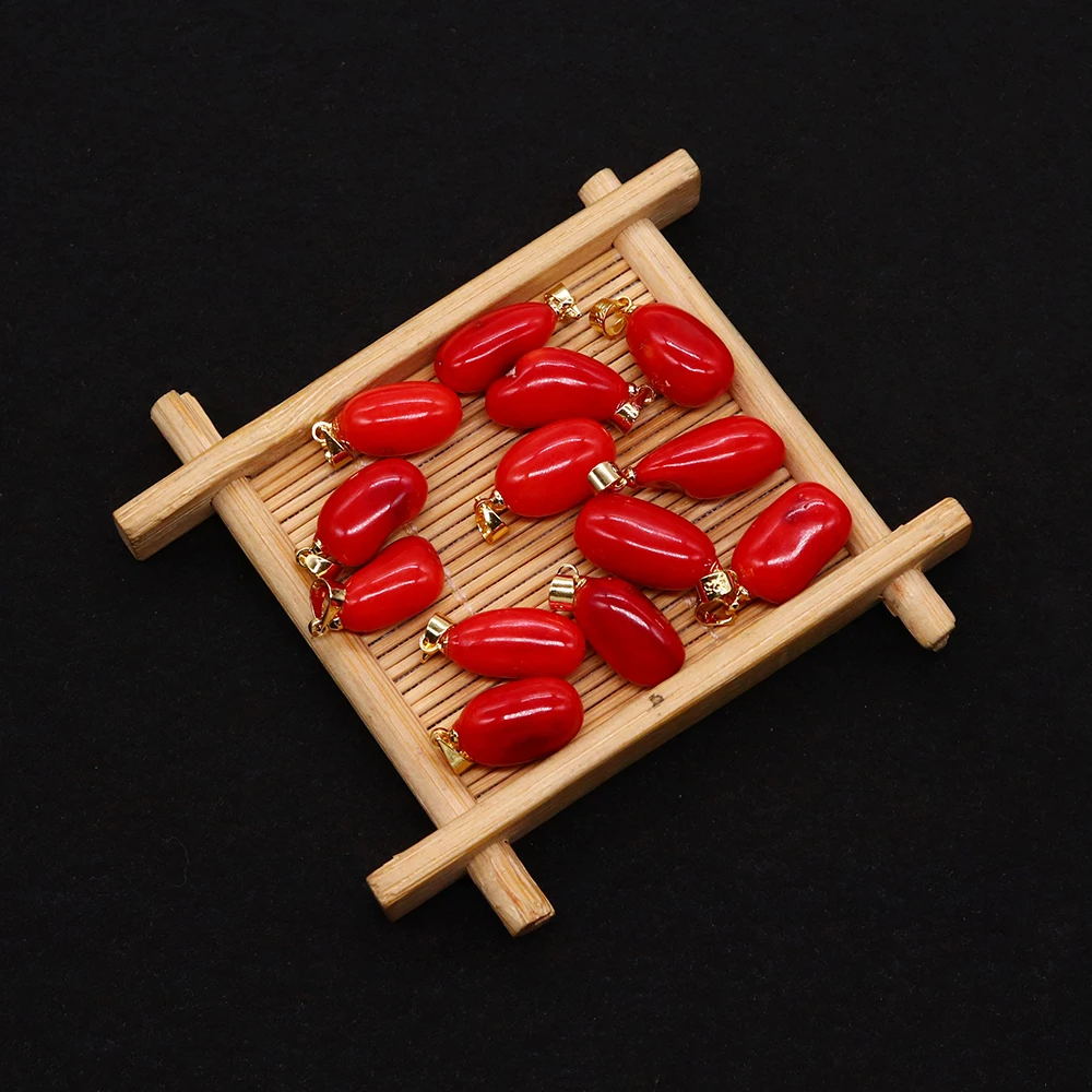 

Модный Коралловый кулон в форме Красной фасоли для женского банкетного ожерелья Аксессуары подарок 8x18 мм