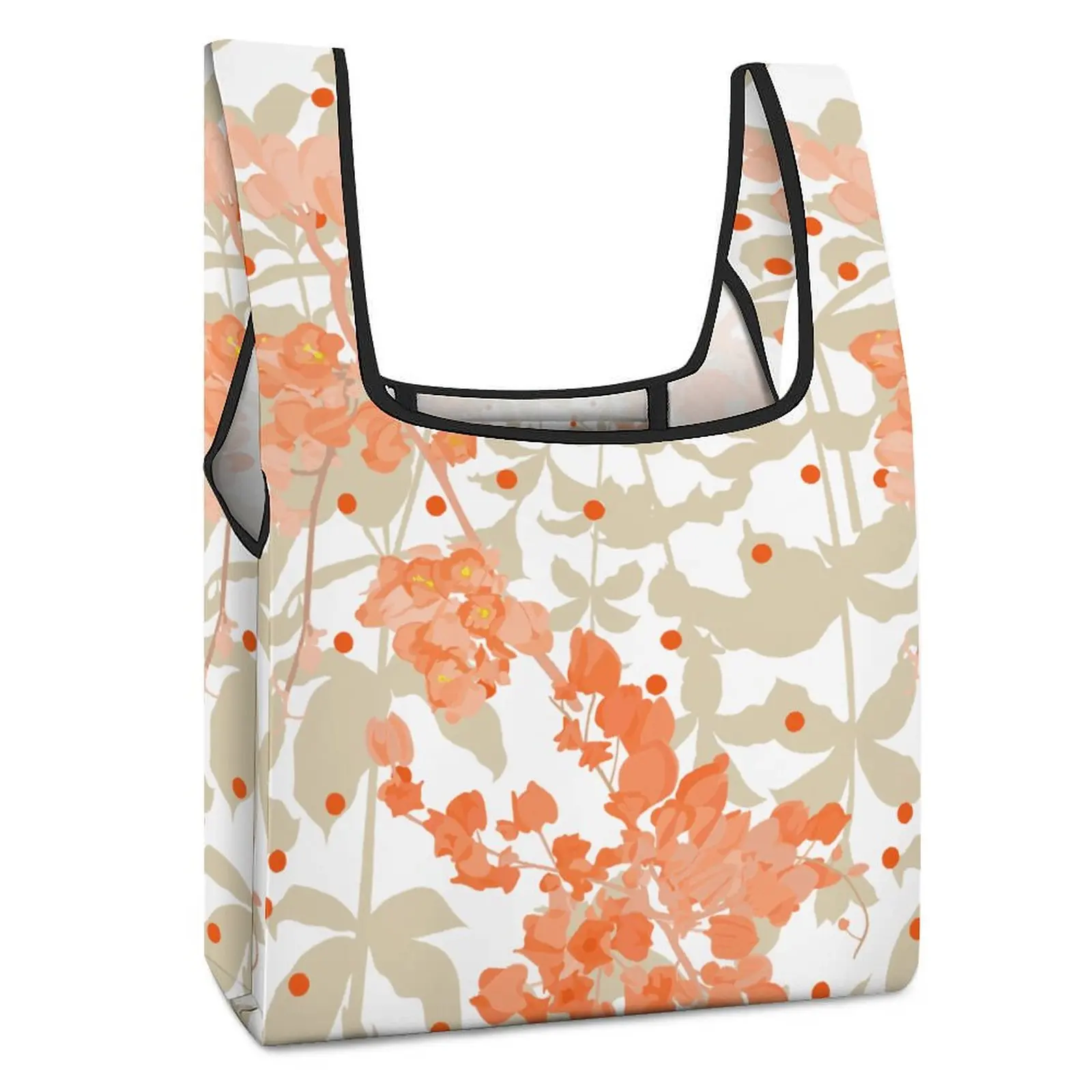 Custom Pattern Color Printing Foldable Shopping Bag Food Reusable Travel Grocery Handbags Collapsible Vegetable Organizer Pack
