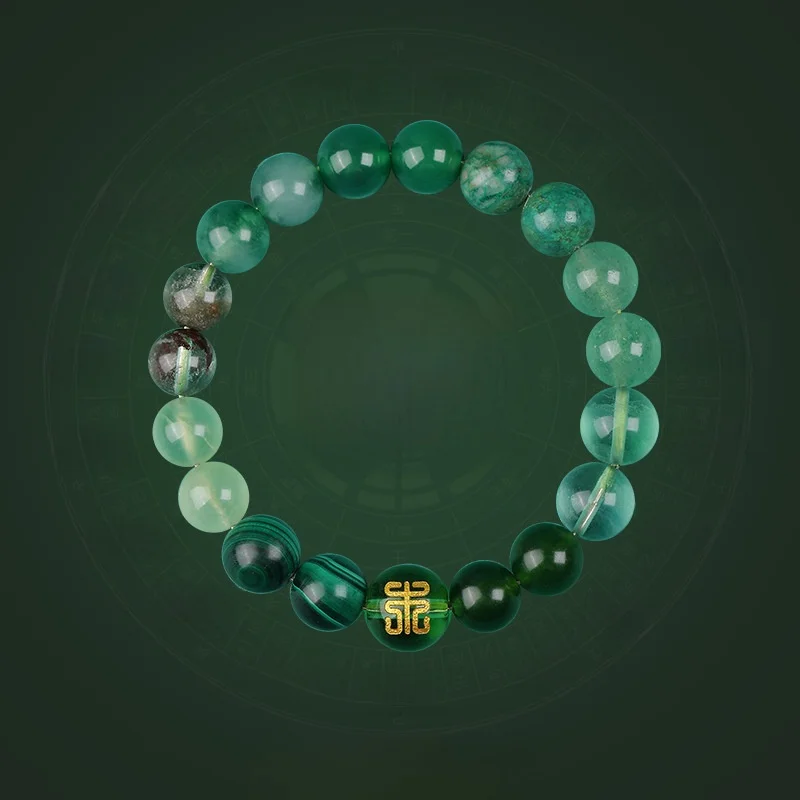 Ювелирный браслет с пятью элементами из натуральных волос киновари кристалл