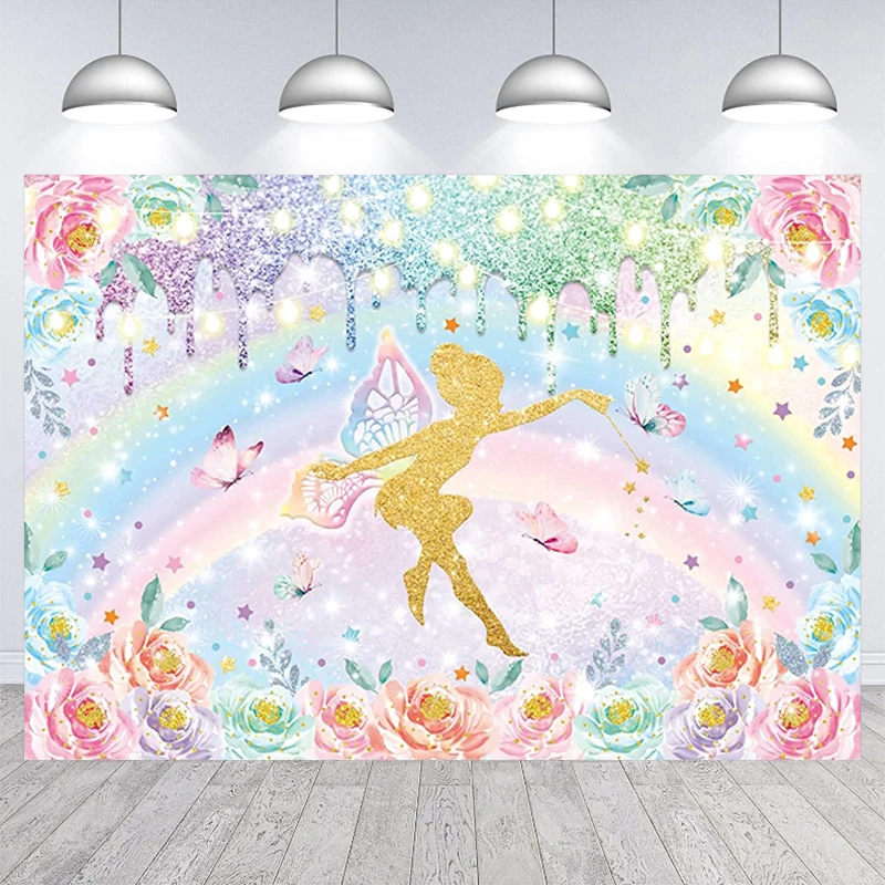 Fairy Birthday Party Backdrop Fairy Tale Tea Floral Wonderland Princess Girl Baby Shower Background Magical Enchanted Pixie Prop