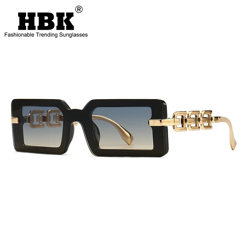 

HBK Fancy Square Sunglasses Women 2022 New Fashion Metal Chain Frame Gradient Lens Glasses For Women Men UV400 Lady Eyeglasses