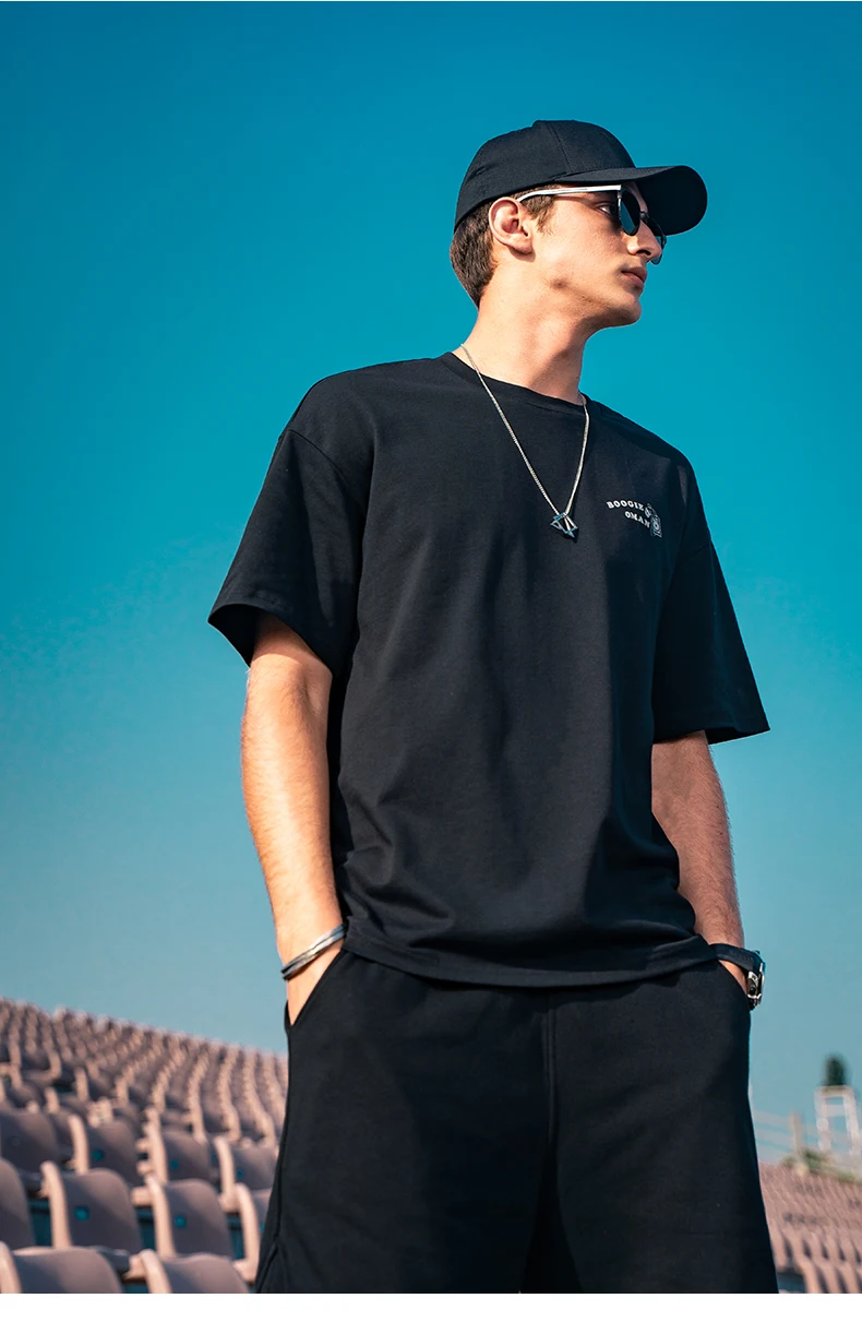 

Модель 0322 года, Молодежная трендовая футболка в стиле хип-хоп с длинными рукавами и короткими рукавами