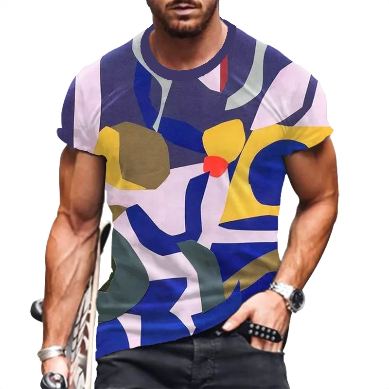 

Футболка мужская Спортивная с геометрическим принтом, короткий рукав, круглый вырез, повседневная майка для воркаута, фитнеса, лето
