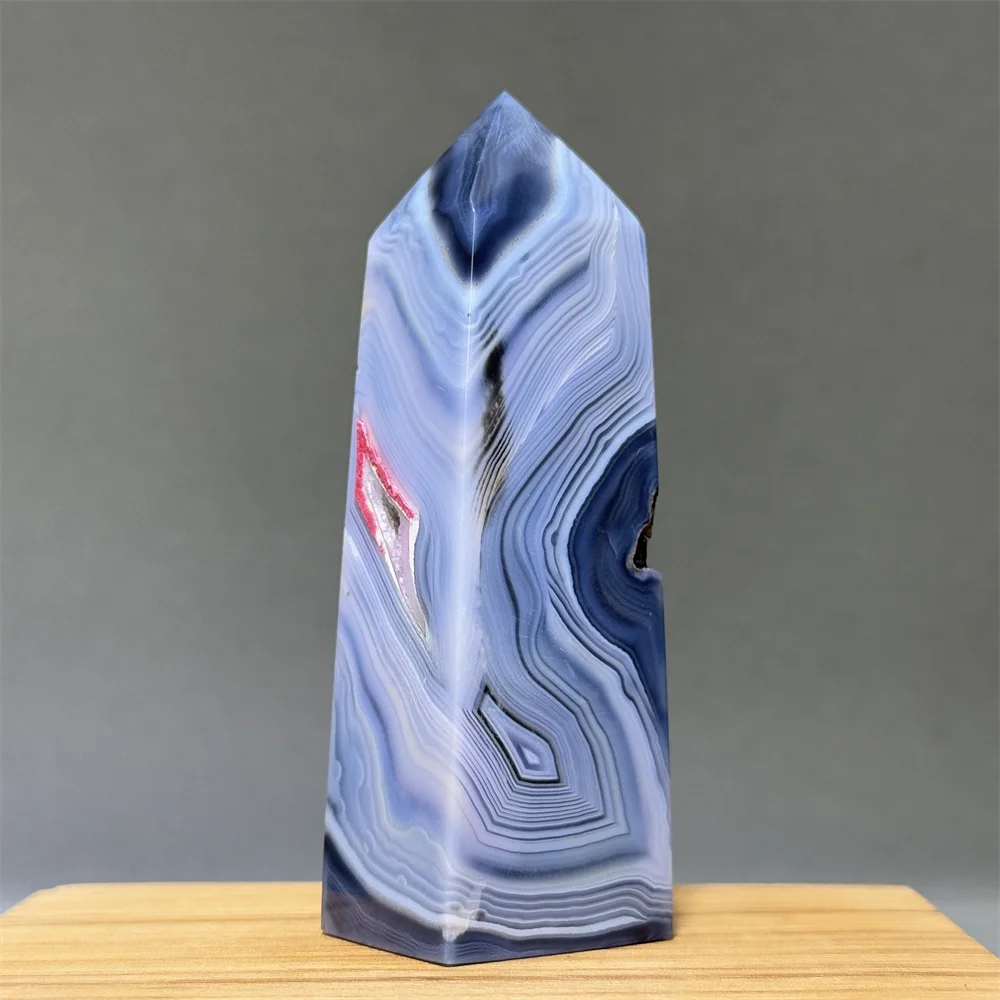 Черный агат в полоску хрустальная башня натуральный драгоценный камень аура