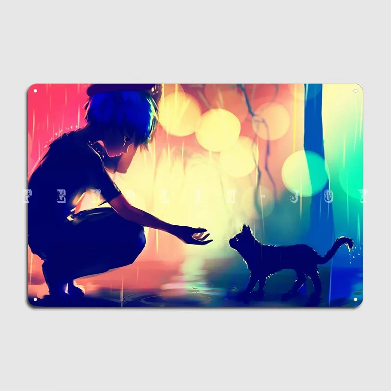 

Anime Cat Metal Sign Retro Cinema Pub Wall Decor Tin Sign Posters