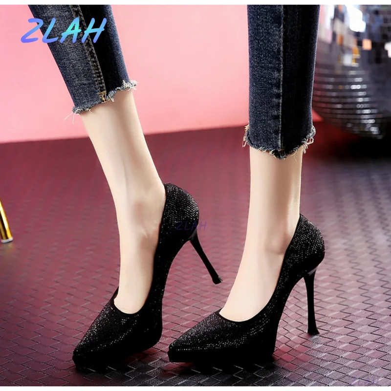 

Женские туфли-лодочки на высоком каблуке, с острым носком