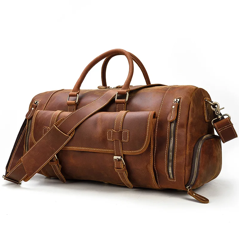 

Genuine Leather Men's leather handbag one - shoulder oblique - straddle bag with shoe - seat cowhide duffel