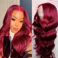 99j burgundy body wave lace wigs for black women plucked hairline with baby hair wine red honey blonde synthetic hair lace wigs