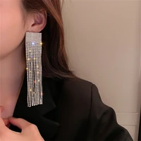 925 silver needle inlaid with diamonds long tassel earrings european and american fashion network celebrity exaggerated earring