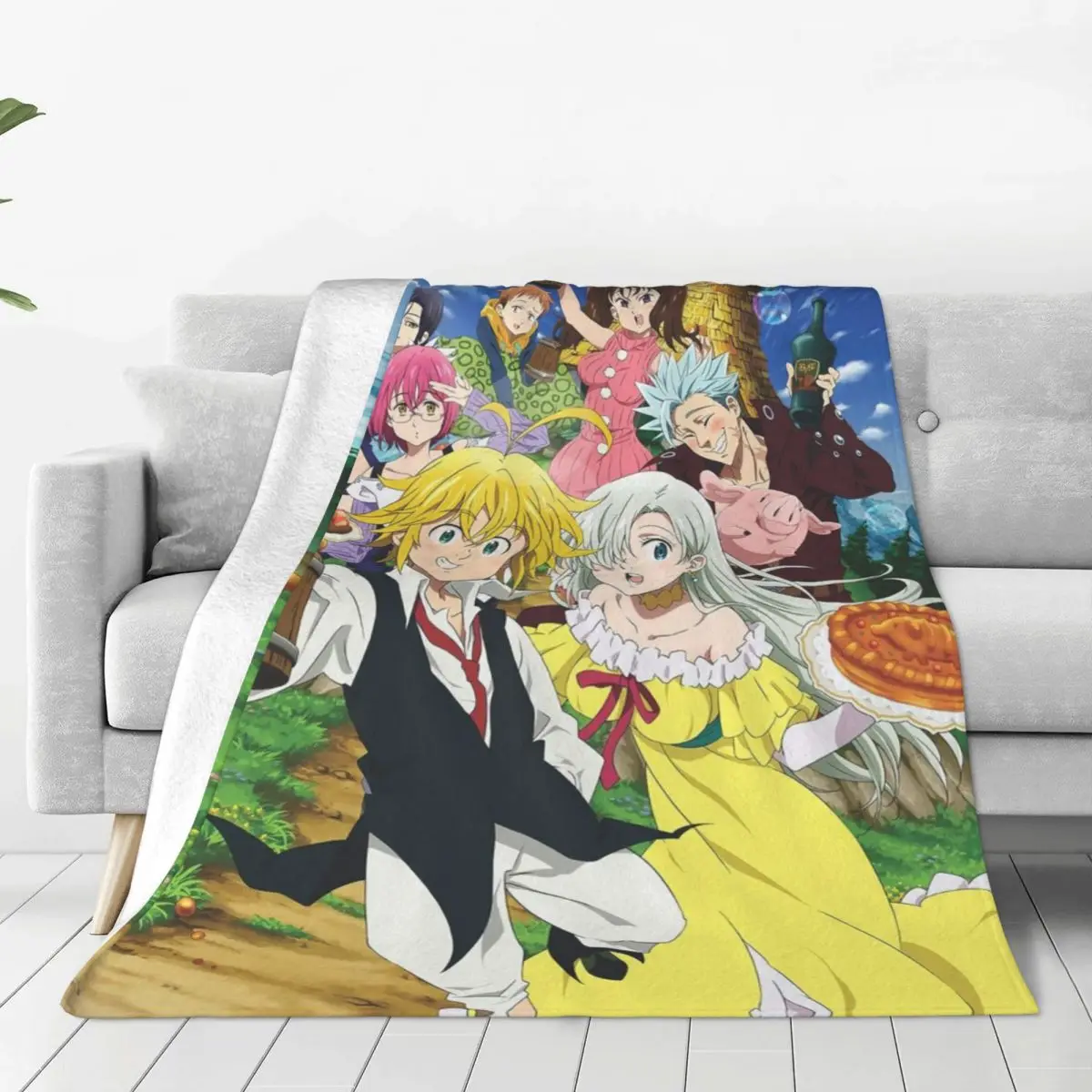 

Liones Nanatsu no Taizai Blankets Coral Fleece Plush The Seven Deadly Sins Anime Throw Blanket for Bed Couch Bedding Throws