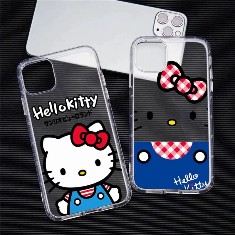 

Cute Hello Kitty Phone Case For iphone 13 12 11 Pro Max Mini XS Max 8 7 Plus X SE 2020 XR Transparent cover