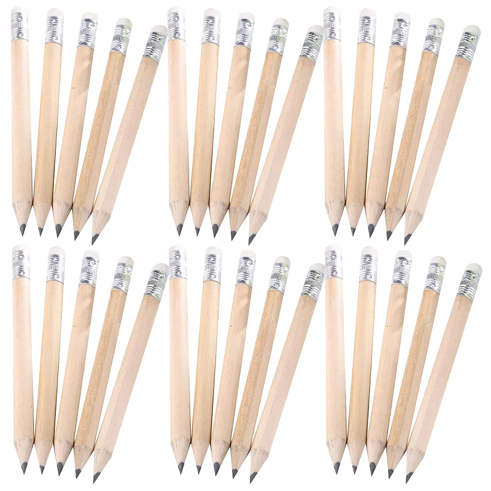 

50 Pcs Short Golf Students Drawing Pencils Kids Writing Erasable Drafting Basswood Toddler Small Log Non Sharpening