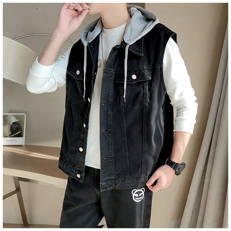 Джинсовая безрукавка BANNAJI Мужская повседневный стильный жилет модная винтажная