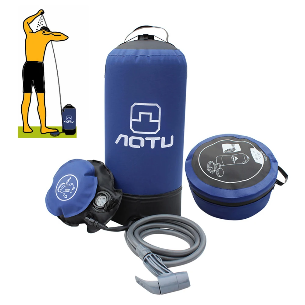 Нажимной душ из ПВХ 11Л с насосом для ног душа мешок воды пляжа кемпинга пешего