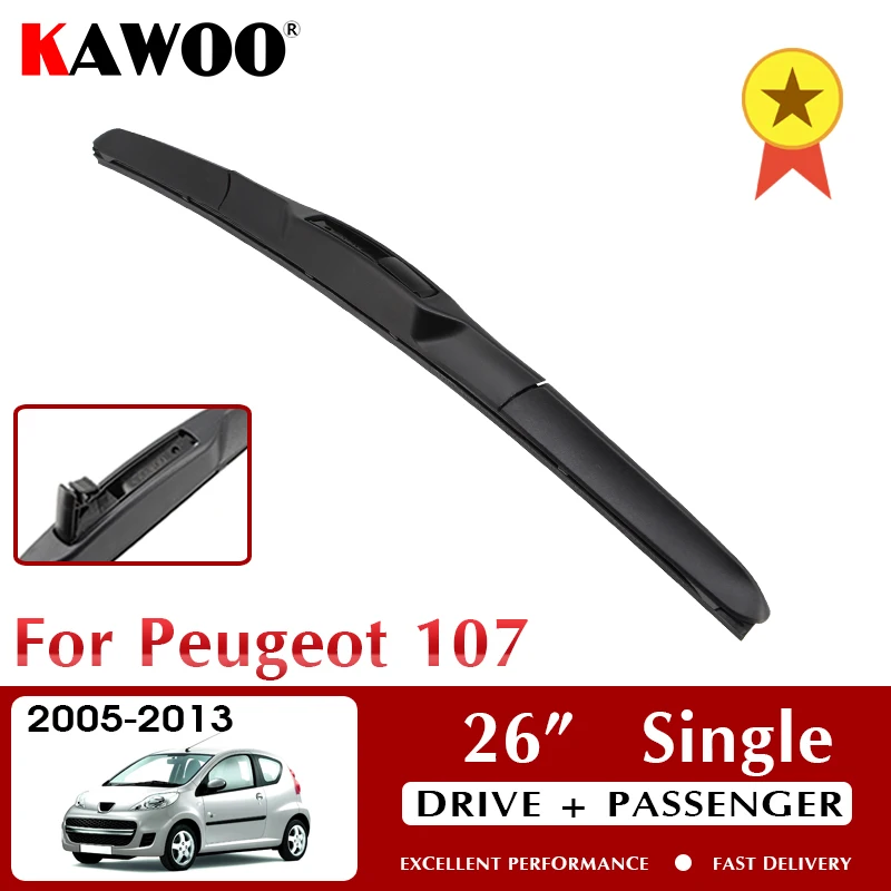 

KAWOO Wiper Front Car Wiper Blade For Peugeot 107 2005-2013 Windshield Windscreen Front Window Accessories 26'' Single LHD RHD