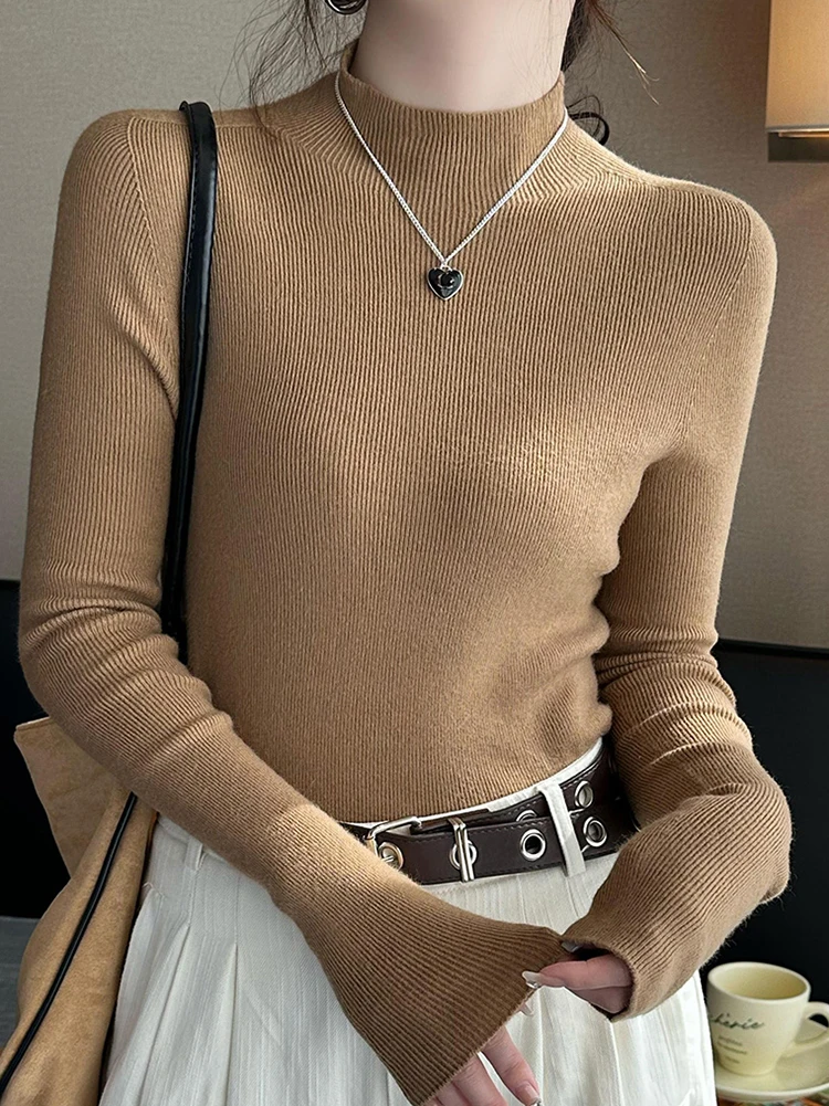 Женский свитер винтажные базовые однотонные вязаные топы тонкие пуловеры с