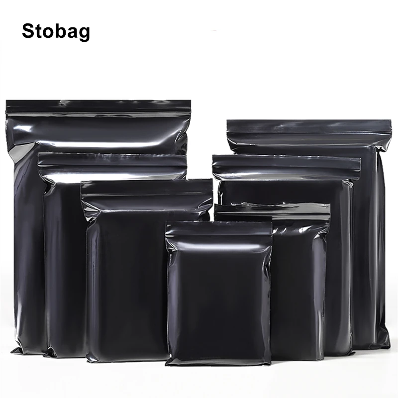 

StoBag 50pcs Black PE Sealed Bag Food Packaging Avoid Light Storage Small Thickened Waterproof Nuts Beans Candy Wholesale Logo