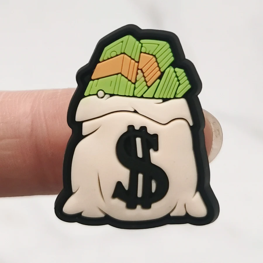 Dropshipping 1Pcs Money Maker PVC Shoe Charms Sandal Accessories Cash Piggy Bank Diy Shoe Buckle Decor Fit Croc JIBZ Kid Gift