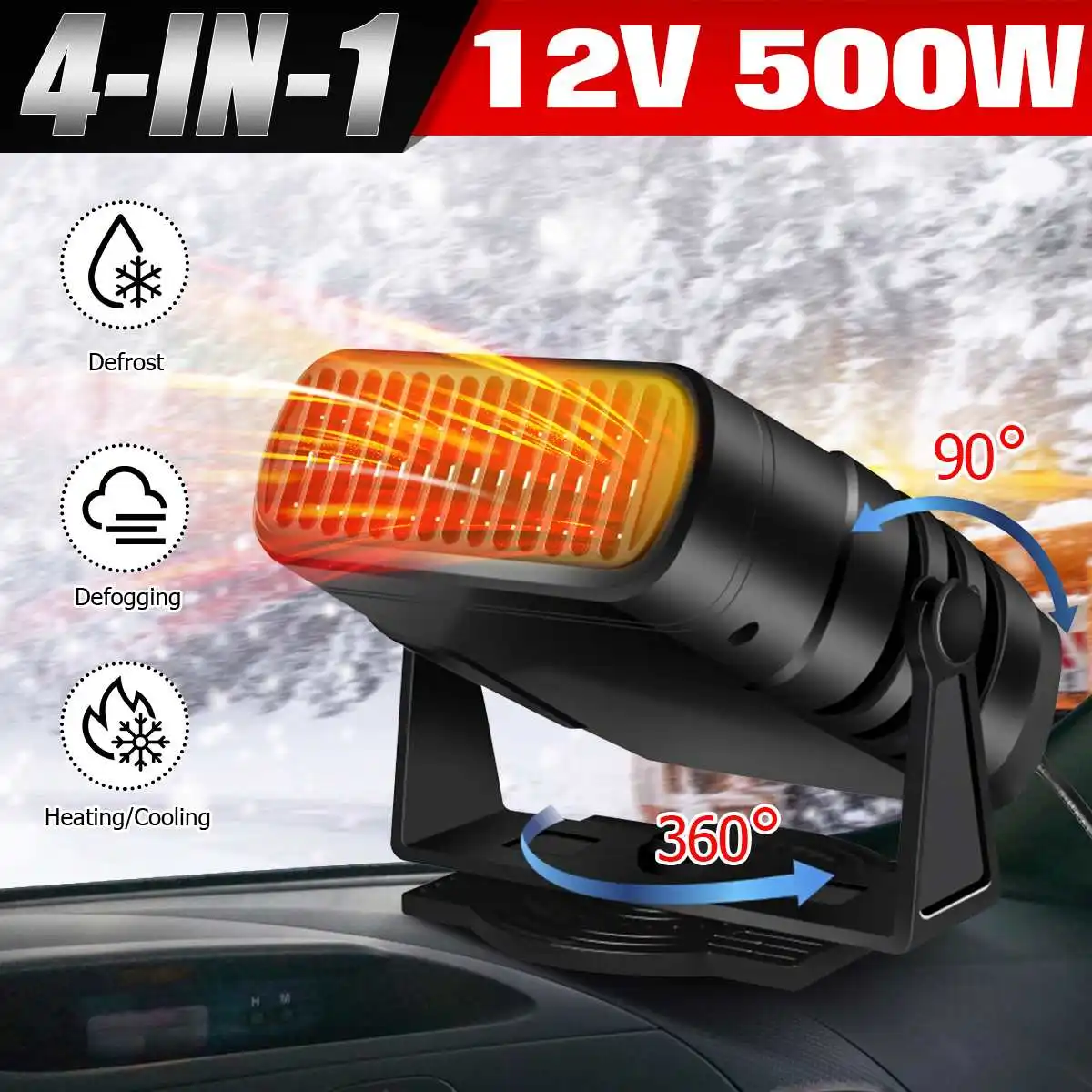 Портативный автомобильный обогреватель, 500 Вт, 12 В/24 В
