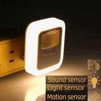 plug in motionlightsound sensor led night light lighting mini eu us plug night light lamp for children kid living room bedroom