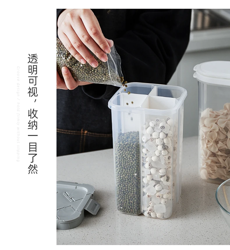 

Snacks Beans Storage Organizer Jar Lid Cereal Dispenser Plastic Secret Stash Storage Airtight Almacenaje Kitchen Items 50