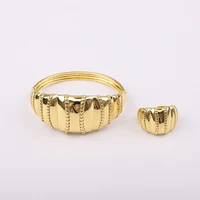 Dubai Bracelet Sets For Women Gold Color Bangles With Ring Wedding Indian Bracelet Jewelry Accessories Gift Wholesale
