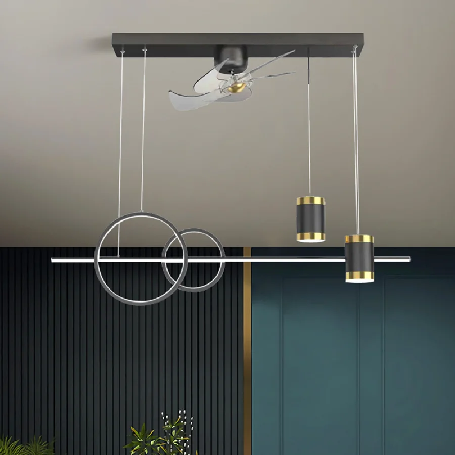 

Nordic restaurant Ceiling fan with lights remote control smart living room decoration lamparas Pendant lights