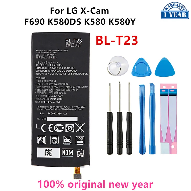 

Original BL-T23 2430mAh Battery For LG X Cam X-Cam XCam F690 K580DS K580 K580Y BL T23 Mobile phone Batteries+Tools