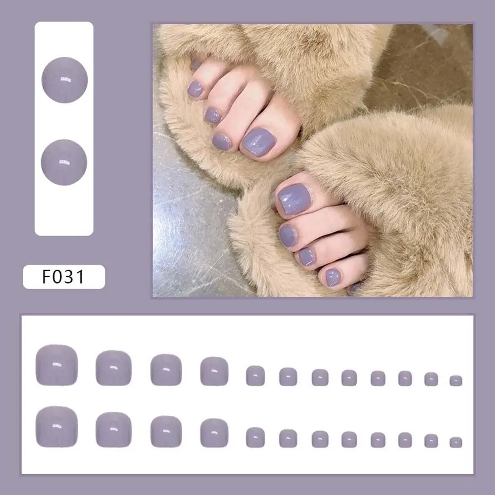 

24 Pieces / Set Solid Color Fake Toenails Floral Fake Toenails Full Coverage Removable Pressed Fake Toenails With Glue