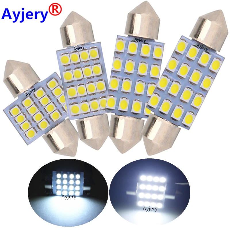 

AYJERY Wholesales 1000pcs C5W 31mm 36mm 39mm 41mm Festoon 16 SMD 1210 3528 led Interior Reading Lights Car Dome Lights White 12V