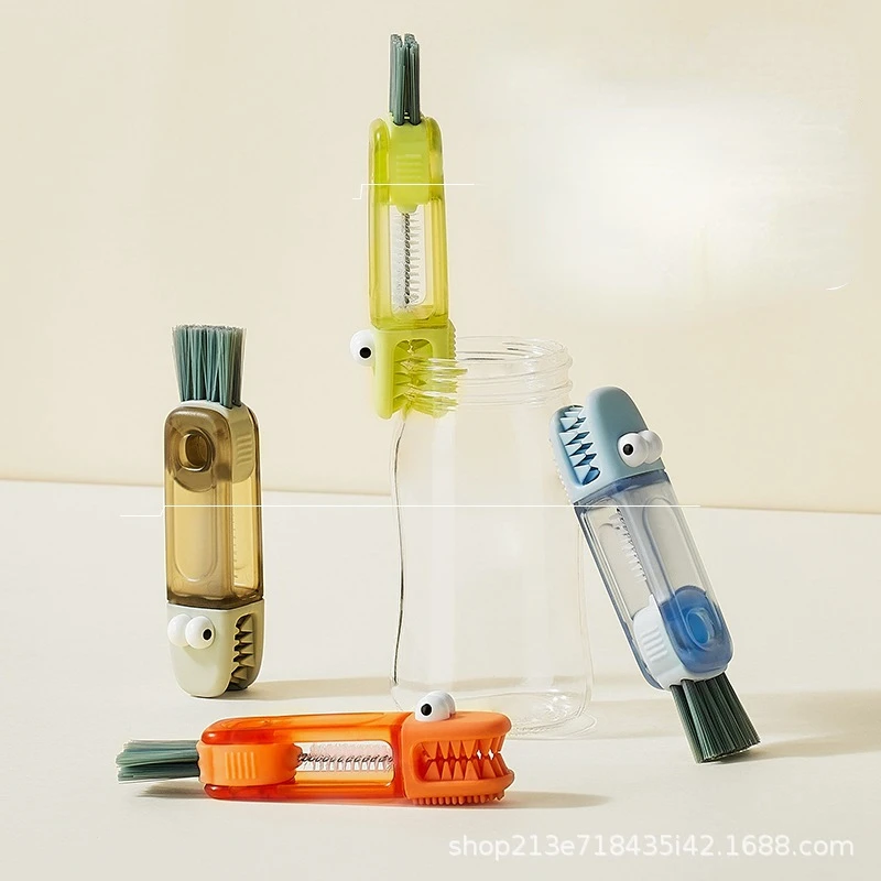 

Small Crocodile Shaped Cup Cover Brush Cup Slit Cleaner 3-in-1 Bottle Cleaning Straw Brush Kitchen Accessories Cleaning Products