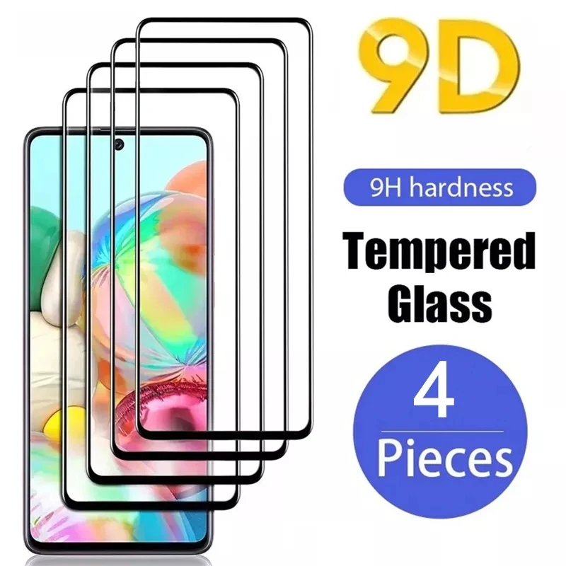 

4pcs 9D Tempered glass For Xiaomi Redmi Note 10S 10 9S 9 8T 8 7 Pro 9A 9C 8A 5G Screen Protectors For Poco X3 NFC F3 M3 M4 Pro