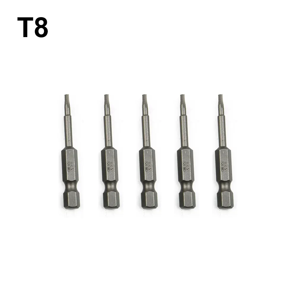 

5PCS T8/T10/T15/T20/T25/T27/T30/T40 Five-point Magnetic Torx Screwdriver Bits 1/4inch Hex Shank For Electric Screwdrivers