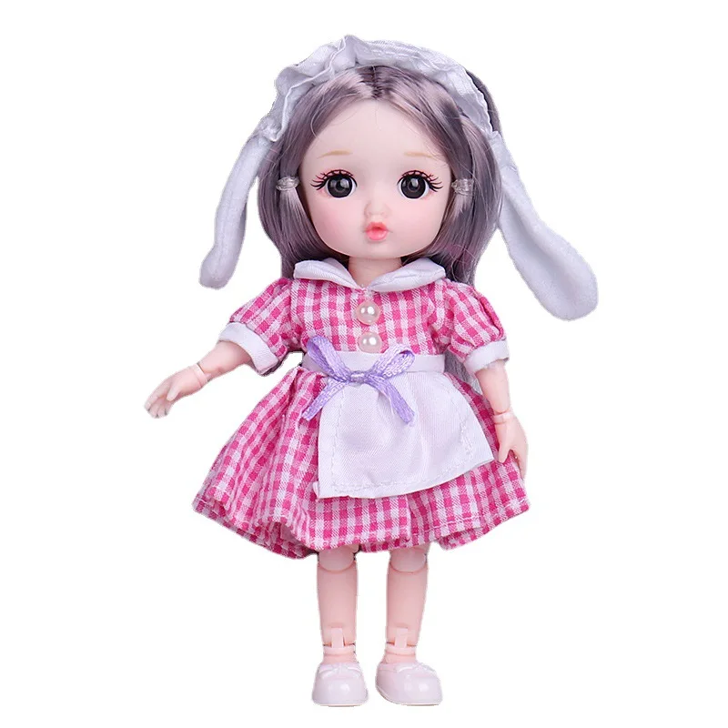 

New BjD 16CM Doll Movable Joints Cute Face 3D Eyes with Clothes Shoes Mini Dolls Gift for Girls Diy Toys