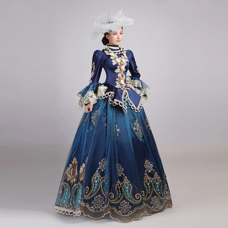 Customized Ball Gown Medieval Marie Court Evening Dresses Rococo Victorian Prom Party Gowns Masquerade Halloween Theater