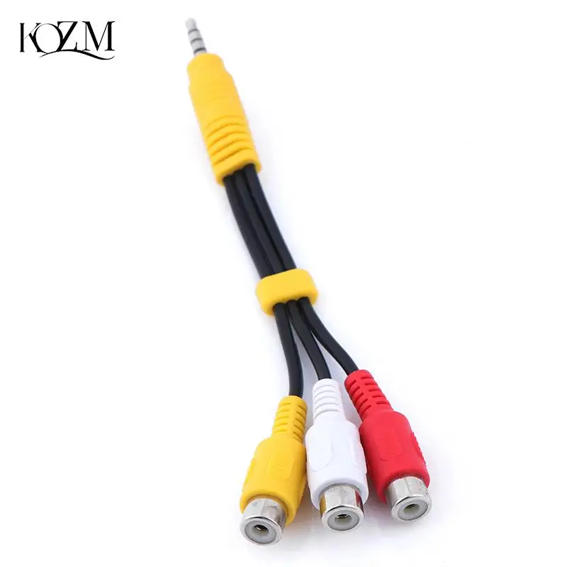 1pcs 3.5mm Aux Male Stereo to 3 RCA Female Audio Video AV Adapter Cable for High-Performance Video and Audio Playback
