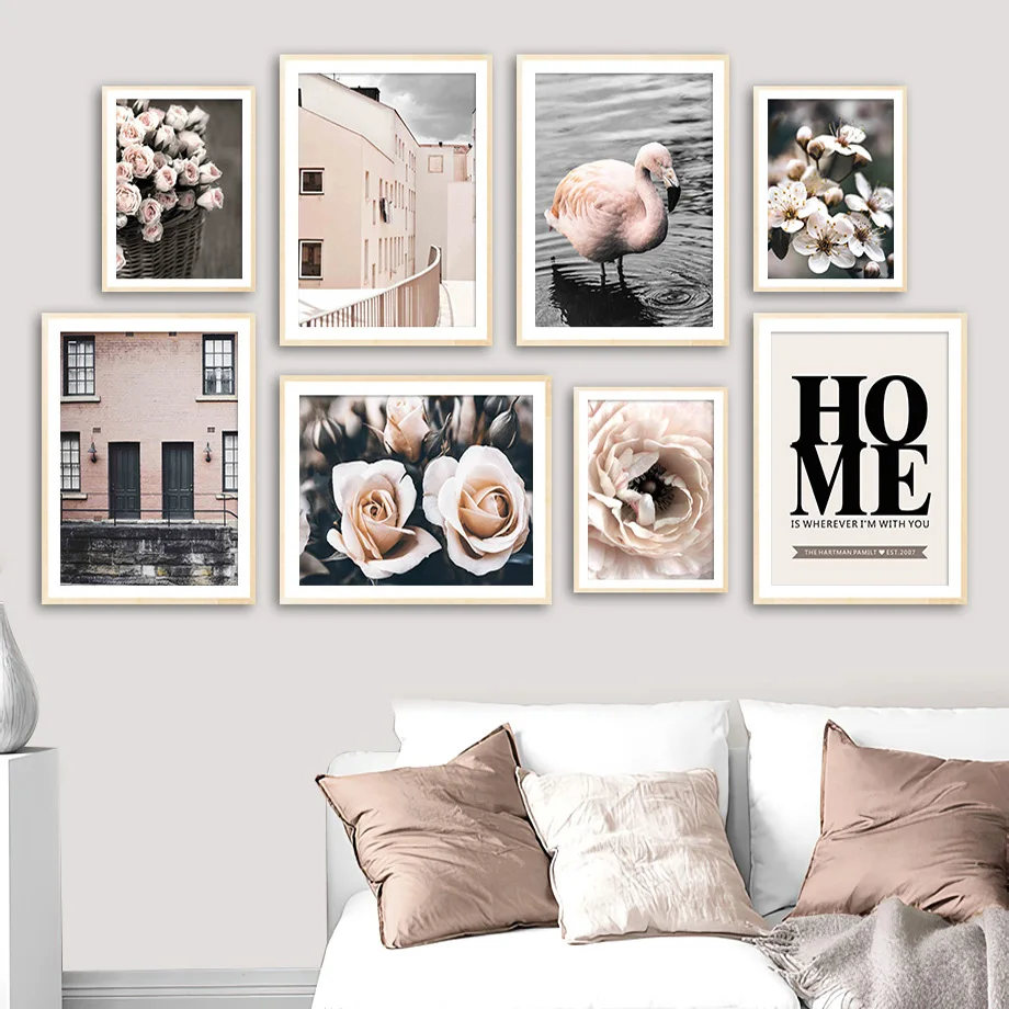 

Vintage Paris Rose Flower Flamingos Quote Wall Art Canvas Painting Nordic Posters And Prints Wall Pictures For Living Room Decor