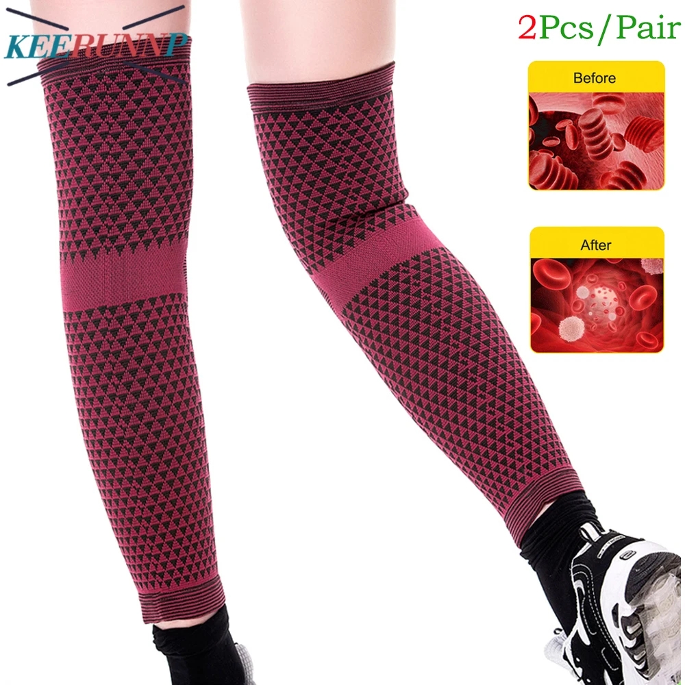 

1Pair Tourmaline Health Knee Support Brace - Legs Sleeves Arthritis Injury Gym Sleeves Elasticated Bandage Pads Charcoal Knitted