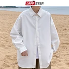 Рубашка LAPPSTER Мужская однотонная, модная блузка в стиле Харадзюку, Повседневная Блузка, цвет белыйчерный, 2022