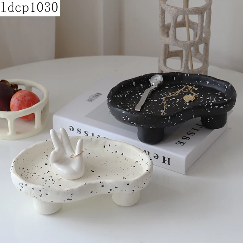 

Tall tray jewelry storage ornaments aromatherapy display living room soft decoration photo props household storage tray resin