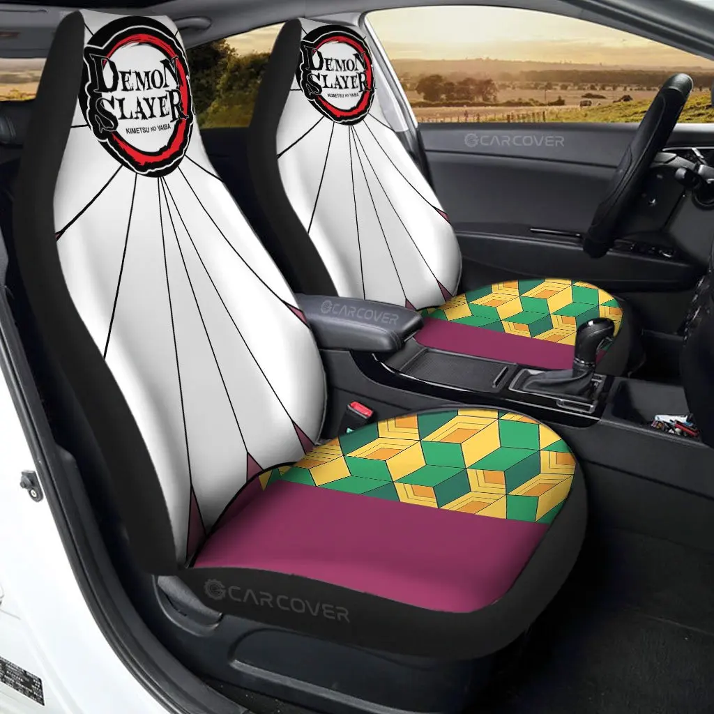 

Hanafuda Giyuu Car Seat Covers Custom Demon Slayer Anime Car Accessories,Pack of 2 Universal Front Seat Protective Cover