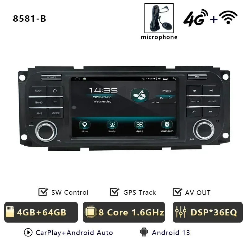 

Автомобильный радиоприемник CHSTEK для Jeep Grand Cherokee Wrangler Liberty Dodge Chrysler, беспроводной Carplay, GPS, WIFI, Bluetooth 4G, Android 13,
