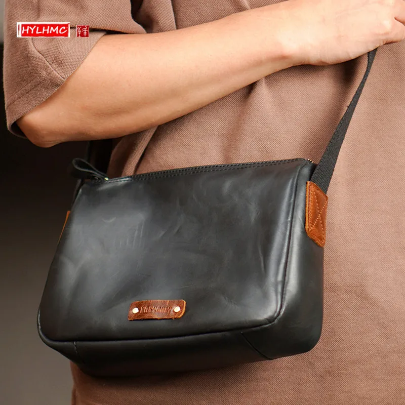 

Сумка-мессенджер мужская из натуральной кожи, в стиле ретро