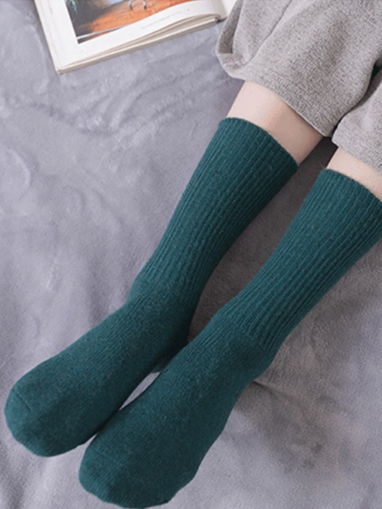 Зимние Женские однотонные теплые носки ультратолстые женские домашние