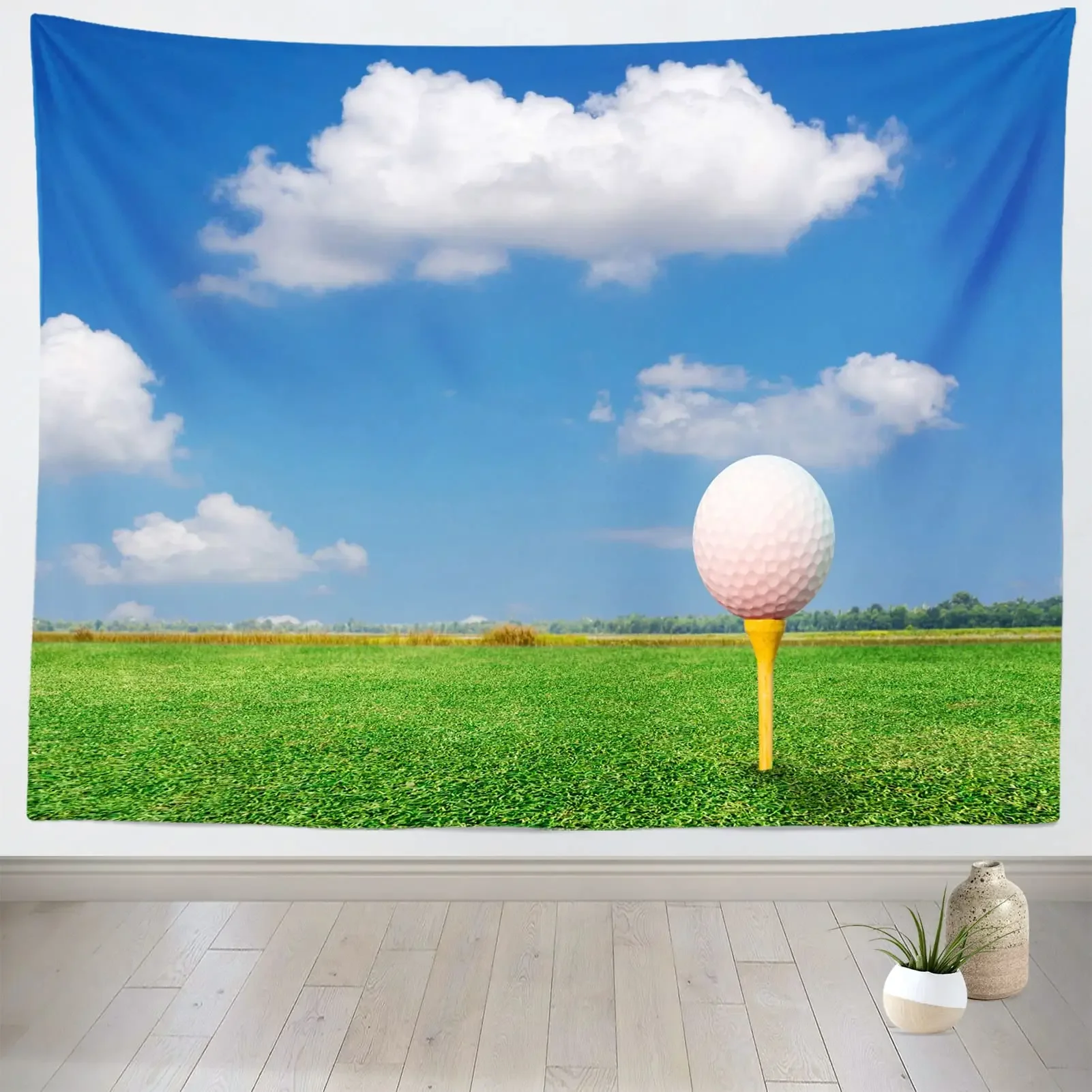 Гобелен для поля гольфа гобелен с голубым небом спорта на открытом воздухе