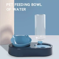 pet drinking water feeding bowl double bowl automatic drinking water design dog cat food bowl drinker automatic water refill